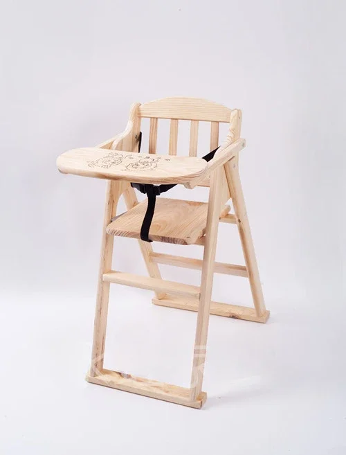 Children's dining chair foldable solid wood baby eating portable foldable
