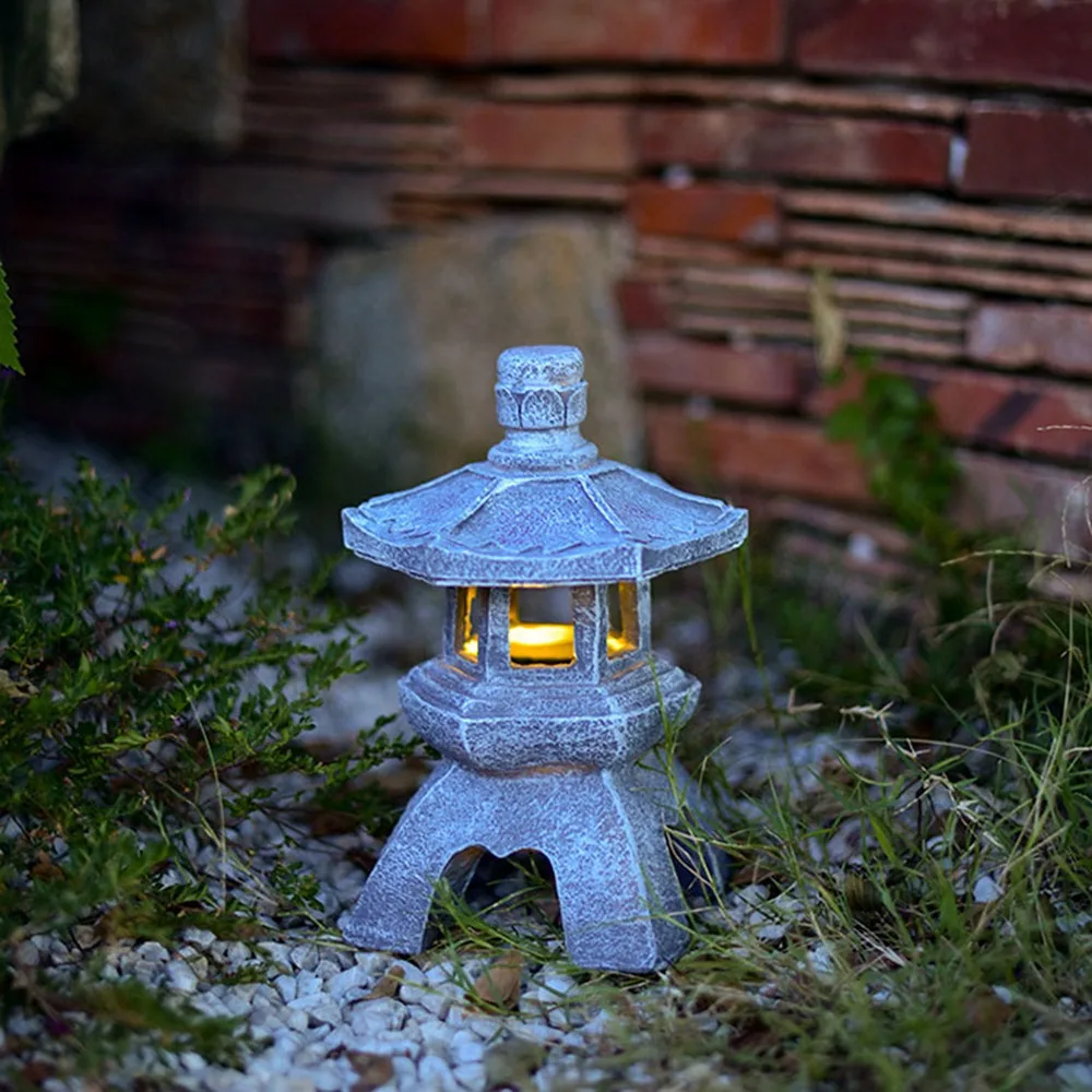 

Outdoor Solar Energy New Chinese Style Stone Pagoda Palace Lamp sculptures decorative courtyard landscape lights Party Home