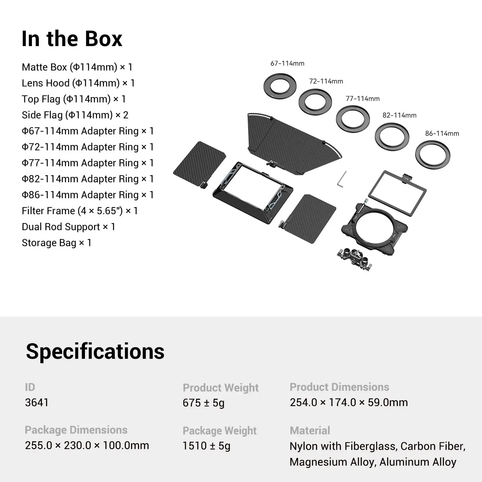 Smallrig Multifunctionele Modulaire Matte Box (Φ114mm) Basic Kit Voor Dslr Camera 'S Alle-Ronde Licht Blokkeren Snelle Demontage