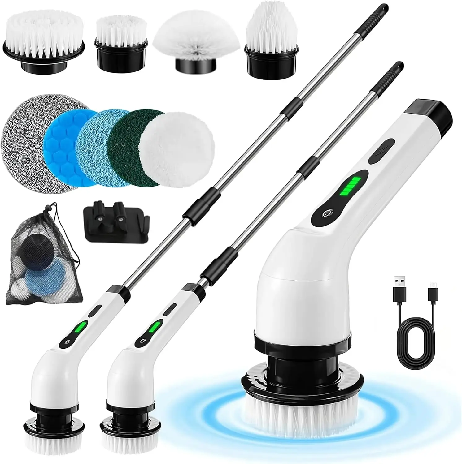 Electric Spin Scrubber, Cordless Waterproof Cleaning Brush with 9 Replaceable Heads, 1.5H Battery, Dual Speed, 2024 New for Bath
