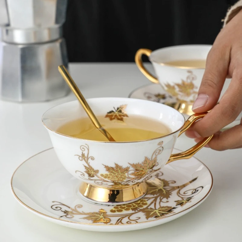 Coffee Cup Small Exquisite Set Ceramic English Afternoon Tea Bone Porcelain European Cup Plate High Beauty Drinking Utensils