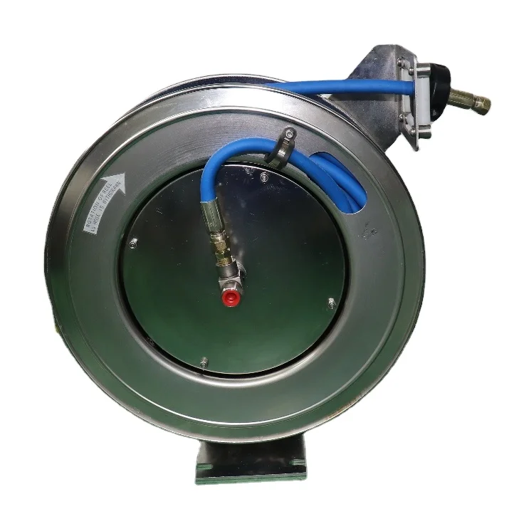 304 316 Stainless Steel Spring Retractable Hose Reel High Pressure Manual Stainless Steel Cable Reel