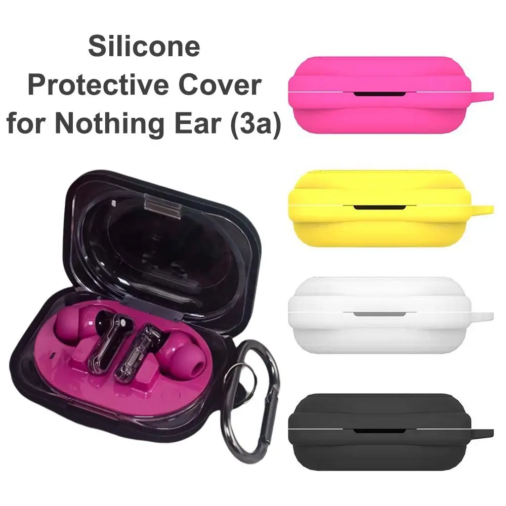 with Carabiner Clip Silicone Protective Cover Shockproof Scratch Resistant Soft Case Dustproof Silicone for Nothing Ear (3a)