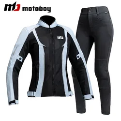 Chaqueta de motociclista transpirable para mujer, pantalones de motocicleta, abrigo de armadura protectora, ropa de verano