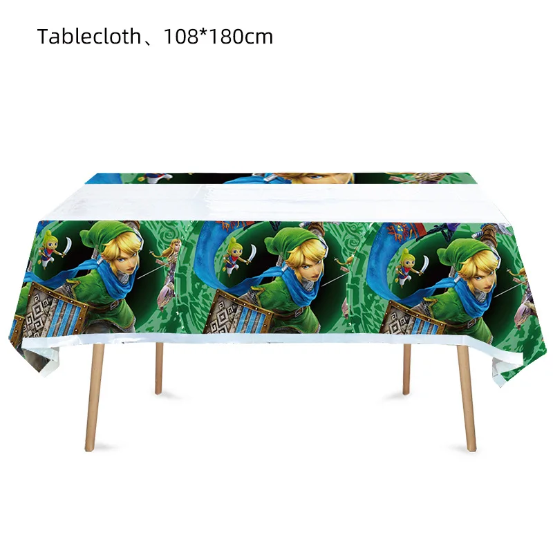 Abenteuer-Jungen Geburtstag Papier-Party-Deko Einweg-Tischgeschirr-Set Tischdecke Becher Ballon Kuchen Babyparty Zeldaa Jungen-Party-Zubehör – Detail 3