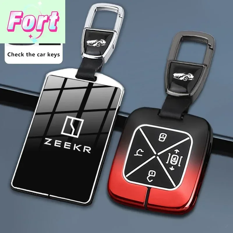 New For ZEEKR 7X 001 X MIX 007 009 Zinc Alloy Car Key Case Remote Protection Cover Luminous Shell Card Keychain Ring Holder Keyf