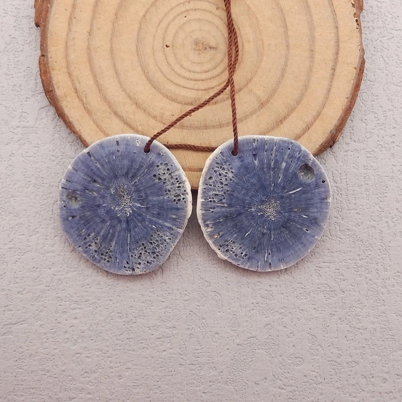 Natural Stone Blue Jasper Nugget Earring Beads,Fashion Jewelry DIY Gemstone Earrings Accessories For Women 29x27x3mm 7g