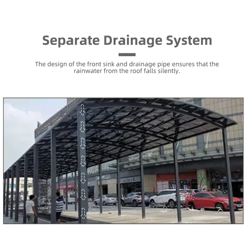 مرآب ألومنيوم ممتاز للفيلا مظلة جراج مقاومة للماء مقاس 6 × 5 م، مأوى سيارة شديد التحمل بإطار فولاذي، مقاوم للأشعة فوق البنفسجية ومضاد للآر