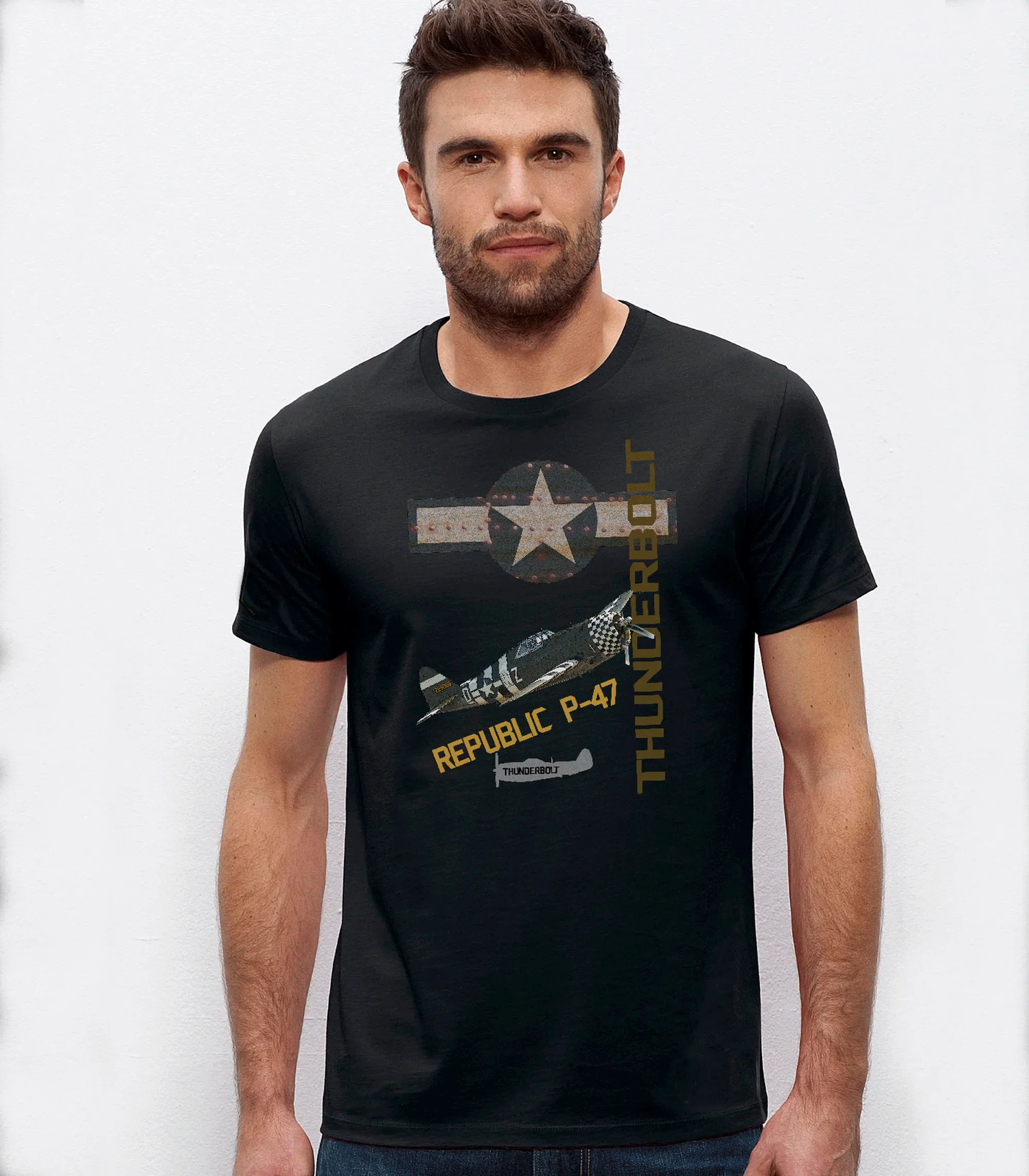 Creative Design US Air Force P-47 Thunderbolt Fighter T-Shirt 100% Cotton O-Neck Short Sleeve Summer Casual Mens T-shirt