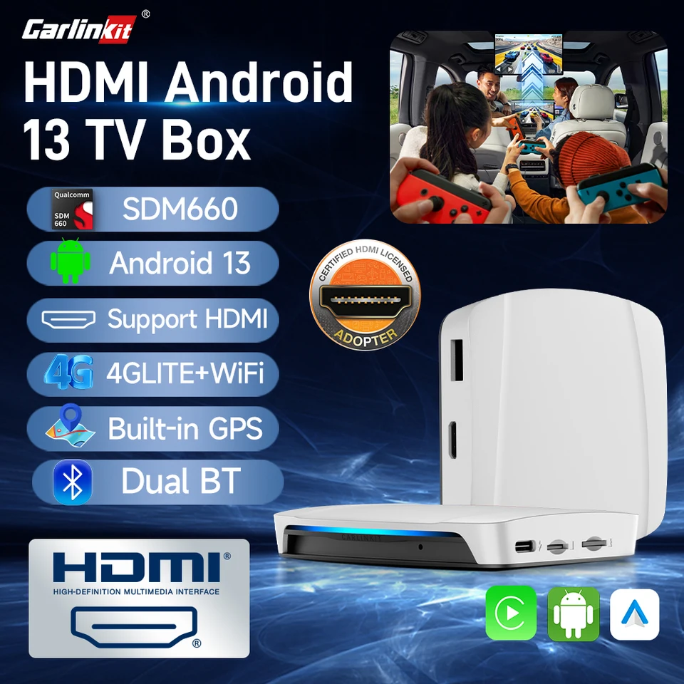 CarlinKit UHD SDM660 6225 HDMI CarPlay Ai TV ボックス Android 13 8