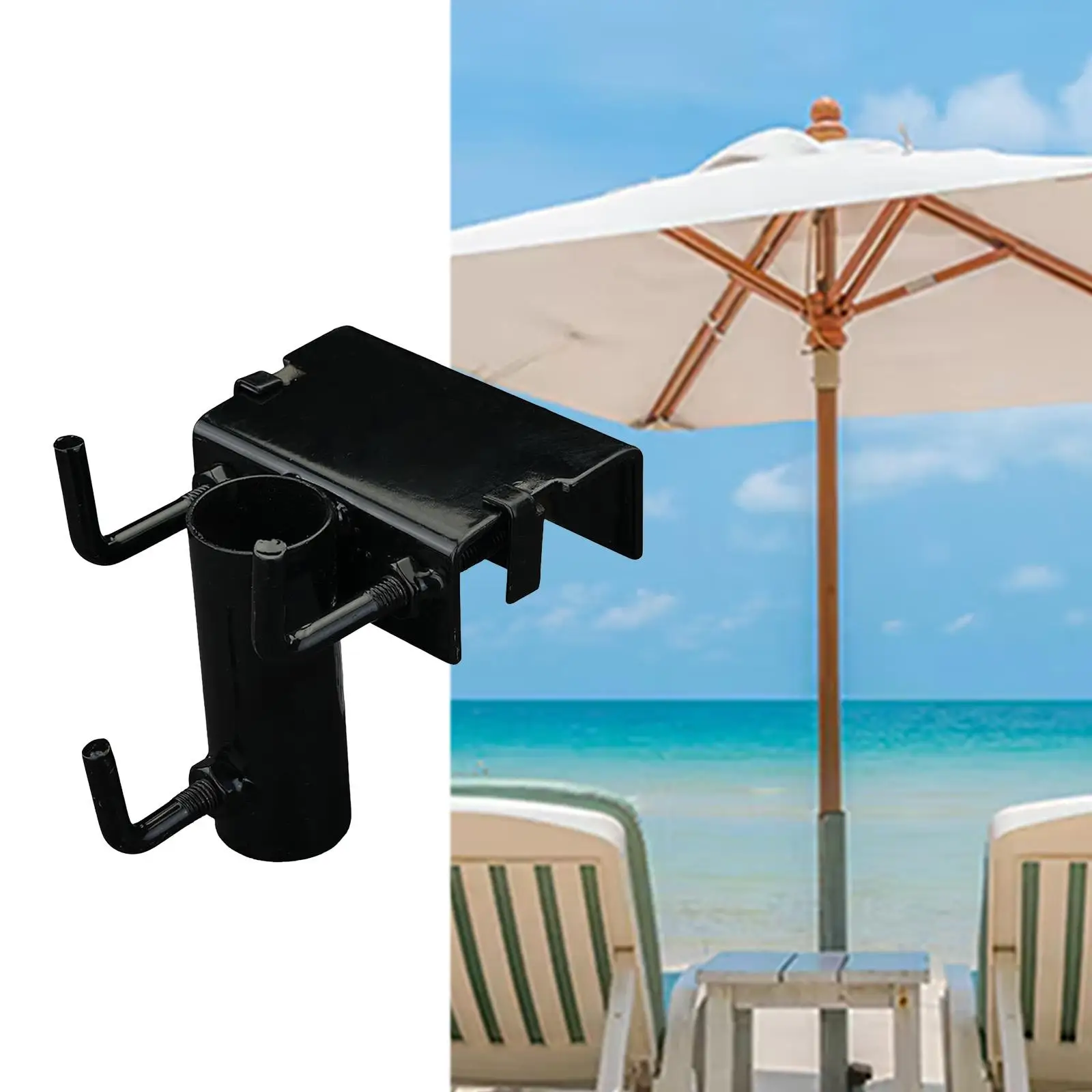 

Patio Umbrella Clamp Adjustable Steel Holder Fixed Clip Terrace Balcony Bracket for Garden Lawn Table Fishing