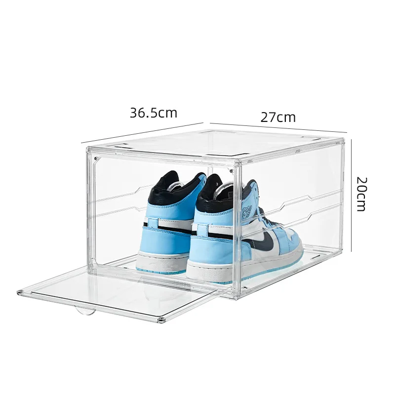 Transparent shoe box magnetic Aj sneaker storage box sneaker display cabinet dust-proof and moisture-proof shoe cabinet