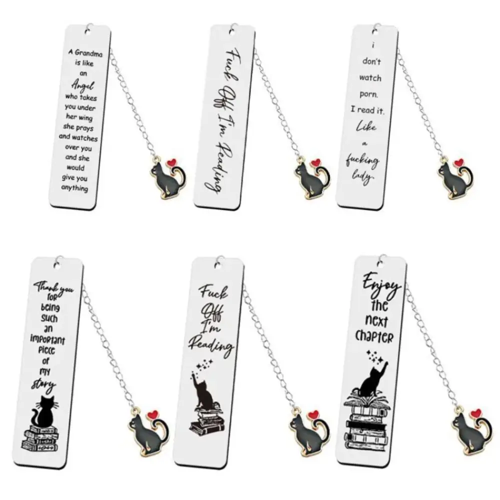 Cartoon Metal Bookmark Stainless Steel Letter Bookmarks for Books Long Chain Cat Pendant Student Stationery Girl School Supplies