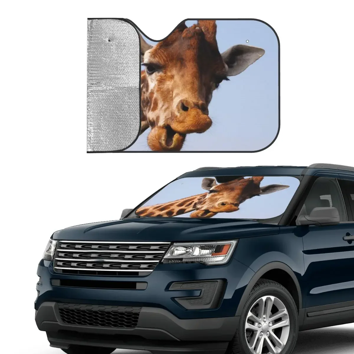 Funny Giraffe Sunshade Windscreen Animals Awesome Car Front Window Visor 70x130cm Sun Visor Solar Protect