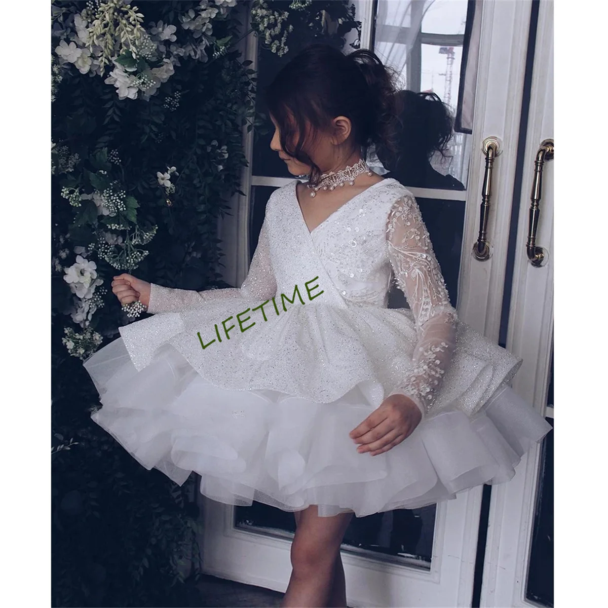 

Modern Strapless Flower Girls Dresses for Women 2024 Summer New Full Sleeve Christmas Gowns with Beading فلور فتاة اللباس