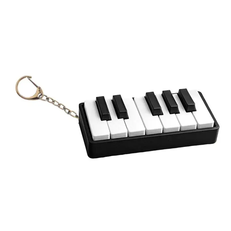 3D Printed Mini Piano Keychain Fidget Toy Lightweight Stress Relief with Key Hook for Kids Adults Classroom Reward Office Toy