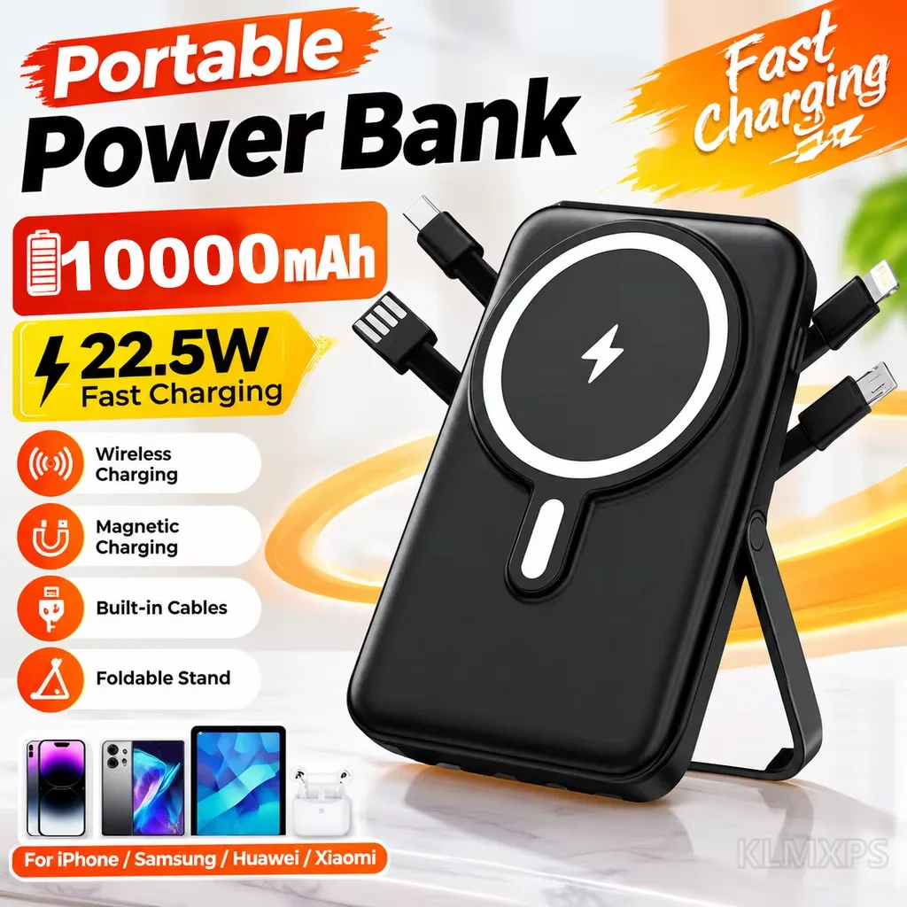Magnetic Wireless High Capacity Power Bank 50000mAh 22.5W Fast Charger Portable External Battery Pack For iPhone Xiaomi Samsung