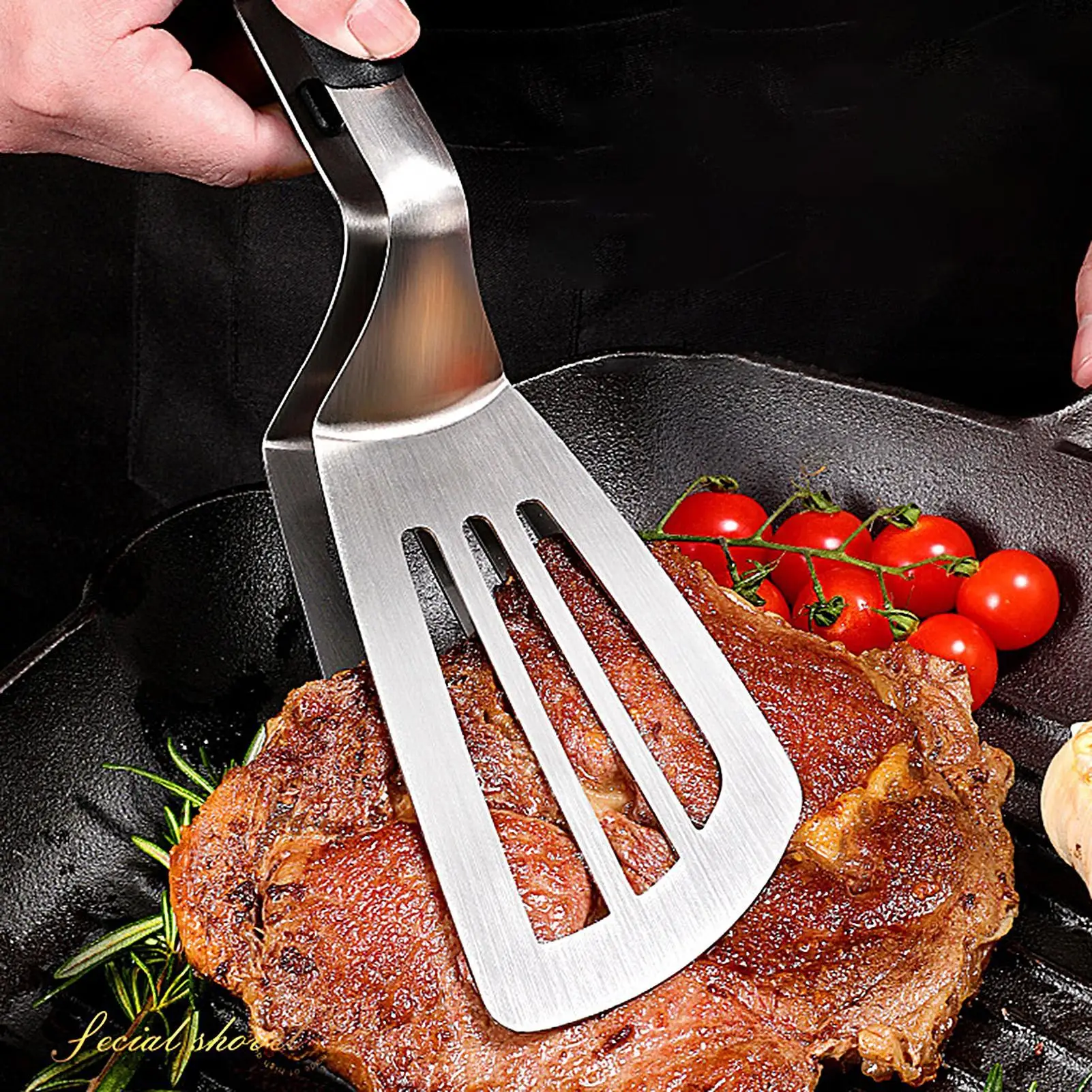 Stainless Steel Barbecue Clip Anti-Scald Extended Handle Egg Flipper Kitchen Grill Clamp Spatula Barbecue Clip Shovel