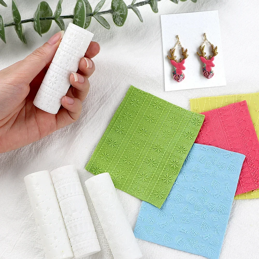 Christmas Polymer Clay Texture Roller, Polymer Clay Earring Maker Roller - Ideal For Creating Polymer Clay Texture Sheets DIY