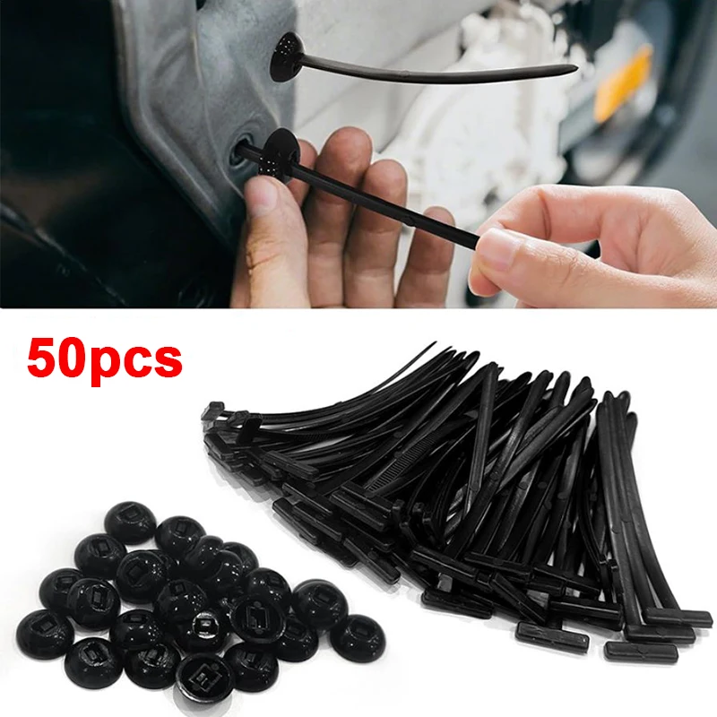 50Pcs Universal Cable Tie Buckle Heavy Duty Self-Locking Nylon Zip Ties Holder Multipurpose Plastic Cable Ties Tool
