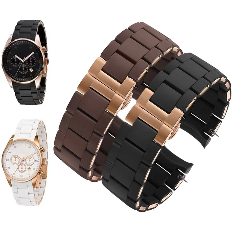 

Для Armani AR5920 AR5919 AR5859 AR5867 ремешок для часов резиновый стальной мужской и женский ремешок для часов 20 мм 23 мм