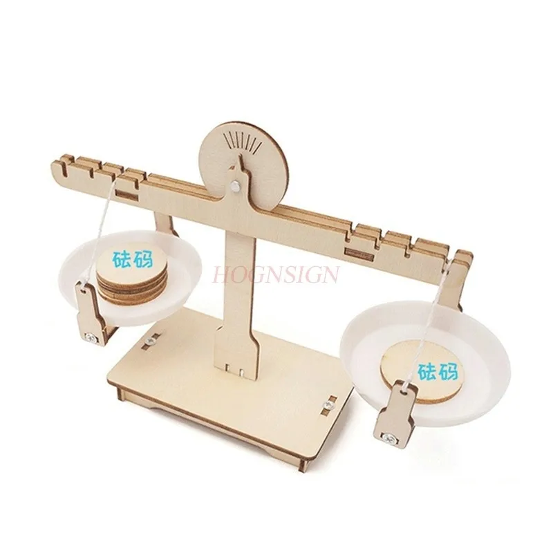 1set DIY Wooden Assembly Balance Scale Science Teaching Scale Educational Balancing Toy for Students