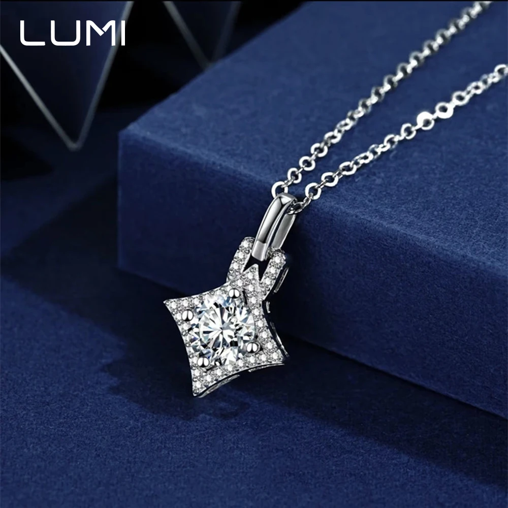 

4-Pointed Star Pendant 1CT 6.5mm Moissanite 925 Sterling Silver Necklace for Female Party Bridal Fine Jewelry Lab Diamond