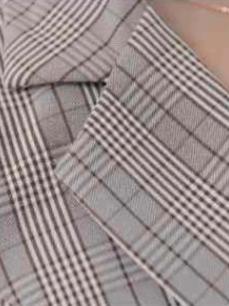 Women Jacket Slim Fit Office Lady Blazers Coat Chic Plaid Outerwear Female Pockets Jackets Fashionable Tops Single Button Blazer