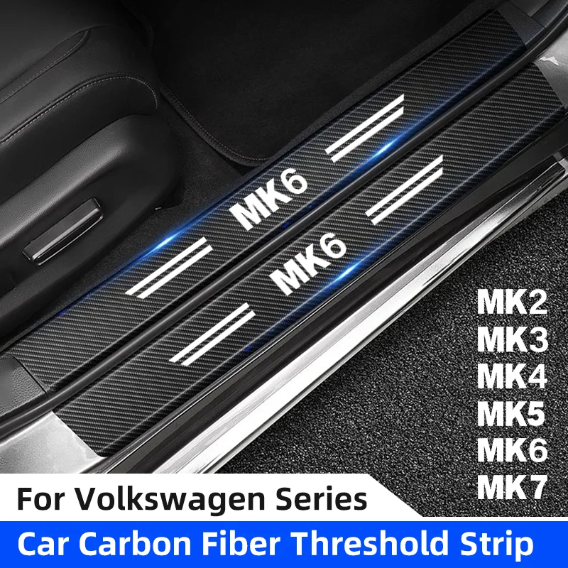 Carbon Fiber Car Door Sill Sticker Auto Door Threshold Protector Strip For Volkswagen VW GOLF MK2 MK3 MK4 MK5 MK6 MK7 Accessory