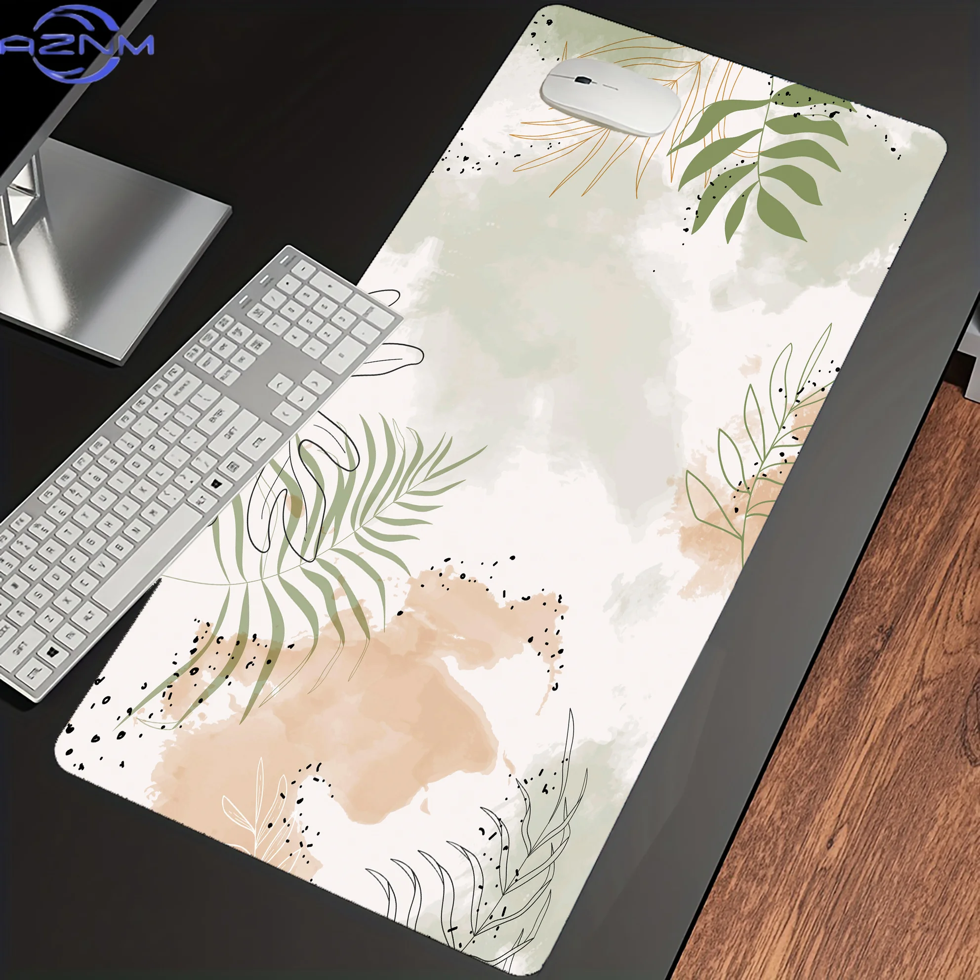 1pc Diatom Mud Material Green Branches And Leaves Mouse Pad / Non-Slip Rubber Base / Durable Stitched Edges / Ideal for Gamers A