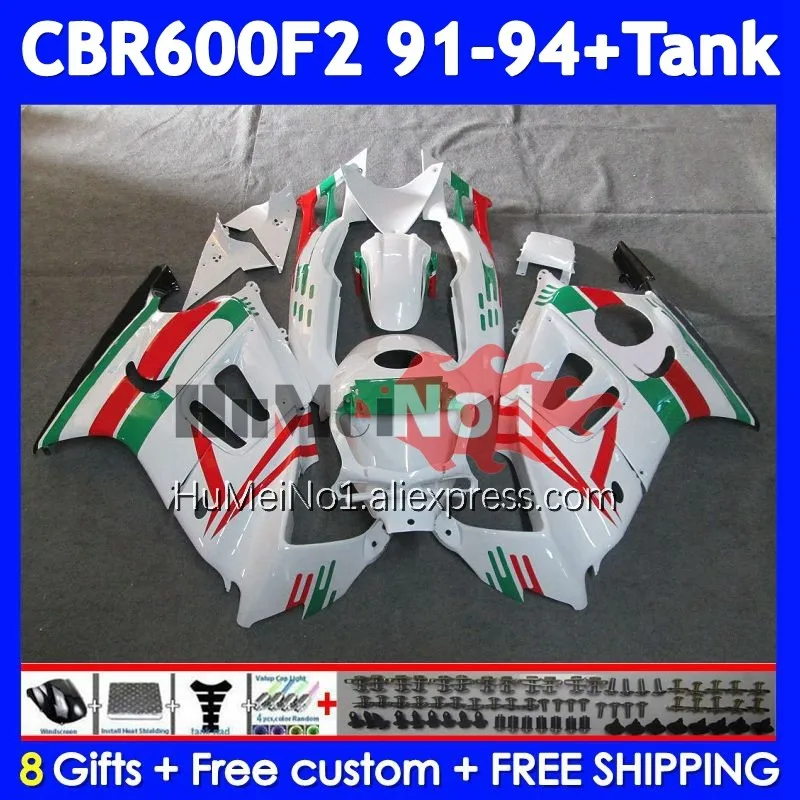 Body+Tank For HONDA CBR 600F2 600 F2 CBR600F2 Red green 91 92 93 94 37No.141 CBR600FS CBR600 F2 FS 1991 1992 1993 1994 Fairing