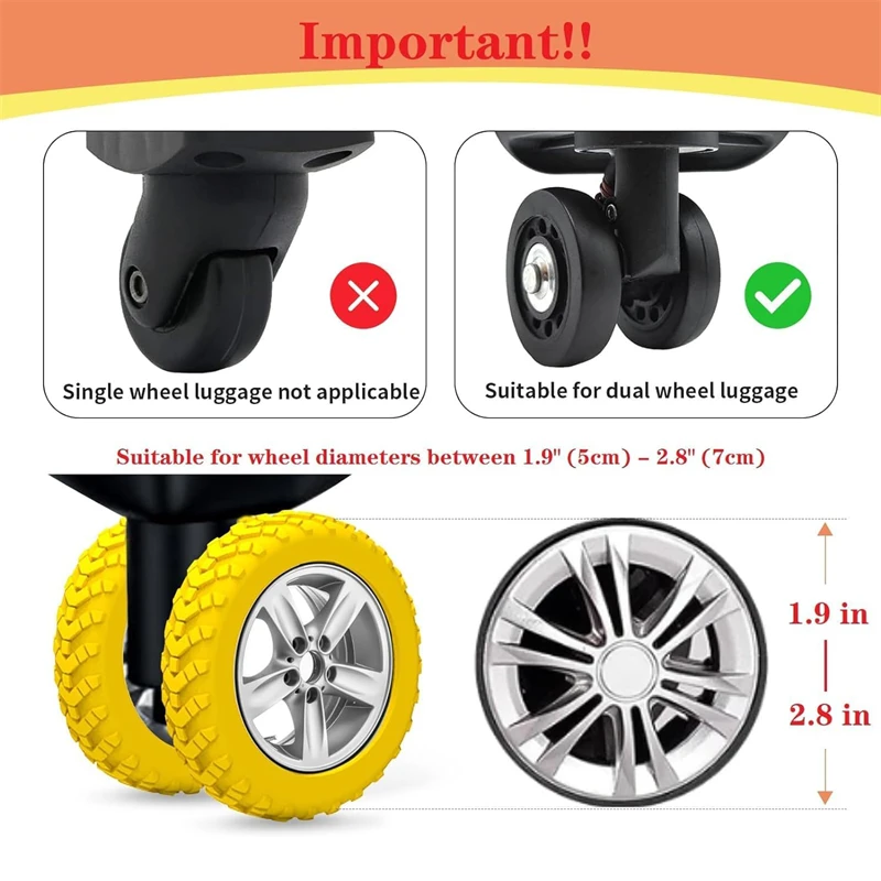 20/4pcs Thick Luggage Wheel Covers Anti-Noise Wear-Resistant Silicone Wheel Protector for Most Suitcase Chair Caster Wheels