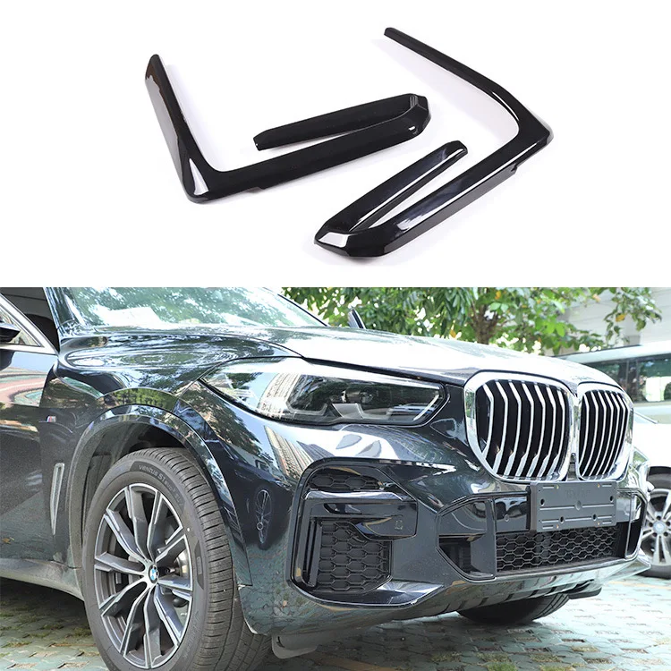 Carbon Fiber Black Color Front Fog Light Frame Decoration Cover Trim Car Styling For BMW X5 G05 2022 2023 Exterior Accessories