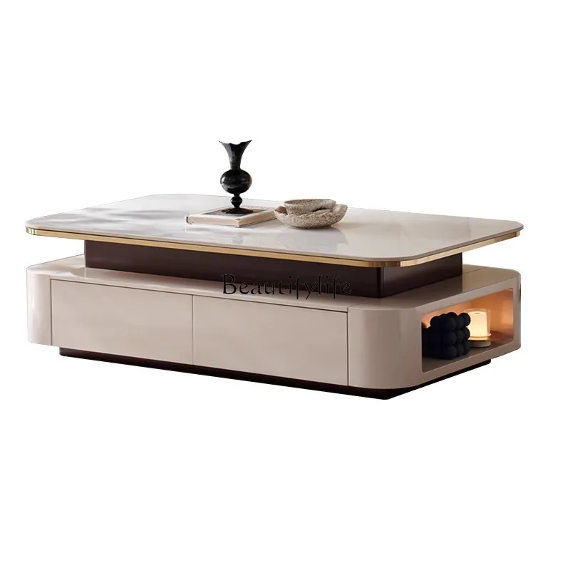 

Light luxury rock slab coffee table TV cabinet combination living room size apartment high-end modern simplicity