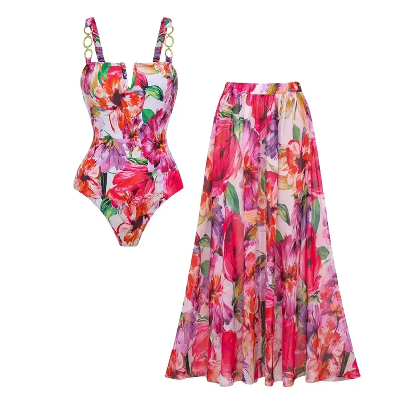 Sexy Bikini set Classic Majolica Series Pattern Print One Piece Swimsuit Women Backless Monokini Summer Bathing Suit Swimwear