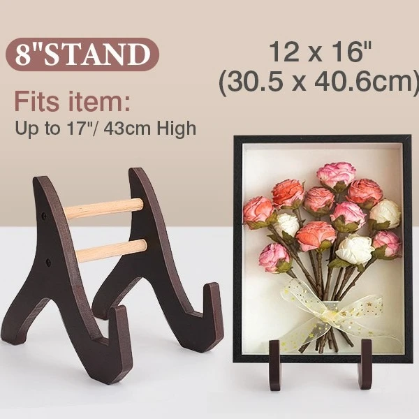 Wooden Display Stand Plate Holder Picture Frame Easel for Tabletop Photo Art Decor Desktop Mount