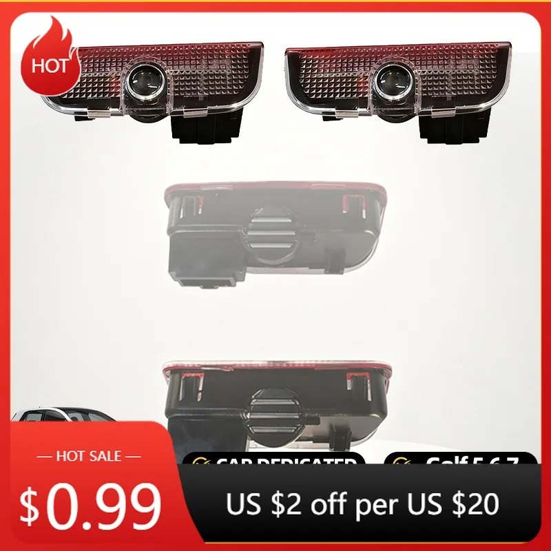 

2026 Polo Golf MK6 7 8 Passat B6 для VOLKSWAGEN VW Чехол для ключей 2 шт. Предупреждающие аксессуары для дверей автомобиля Приветственный свет для VW Tiguan T-ROC