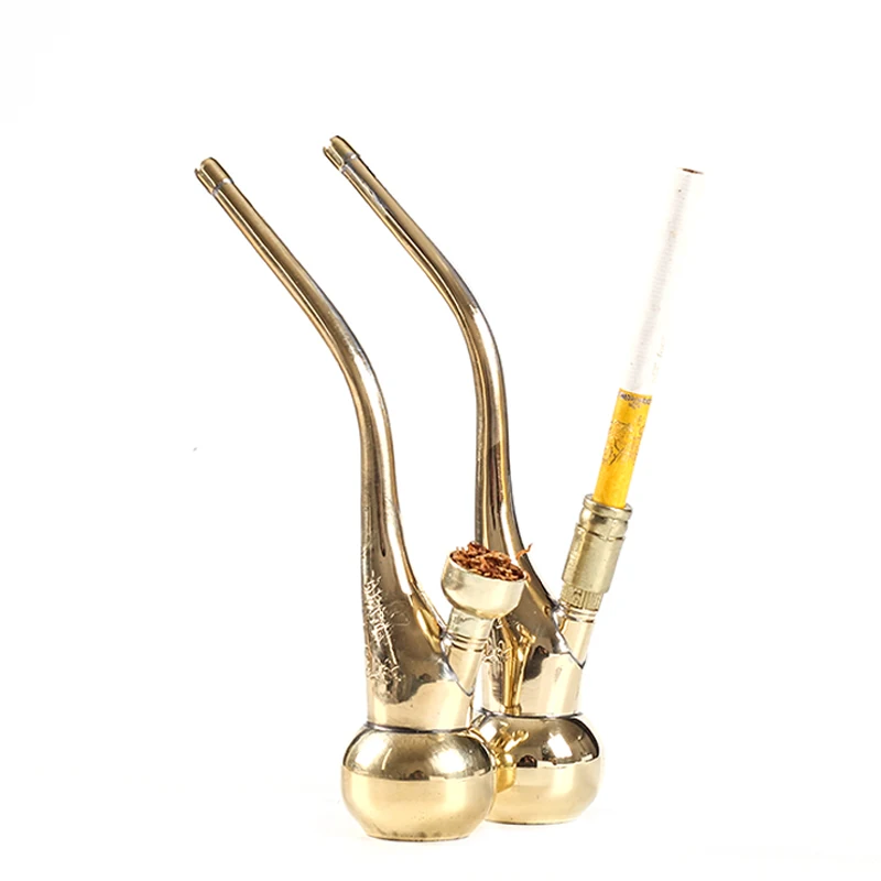 

New 1pcs mini Hookah Coppery Filter Golden cigarette Holder water Smoking Pipe Cigarette filters Narguile gift JT10