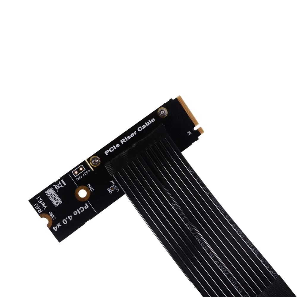 M2 To Pcie X16 ADT R43 M.2 NVMe KeyM SSD To PCIe 4.0 X16 Riser Card Turn 90 Angled Graphics GPU Riser Extender M2 NGFF Gen4
