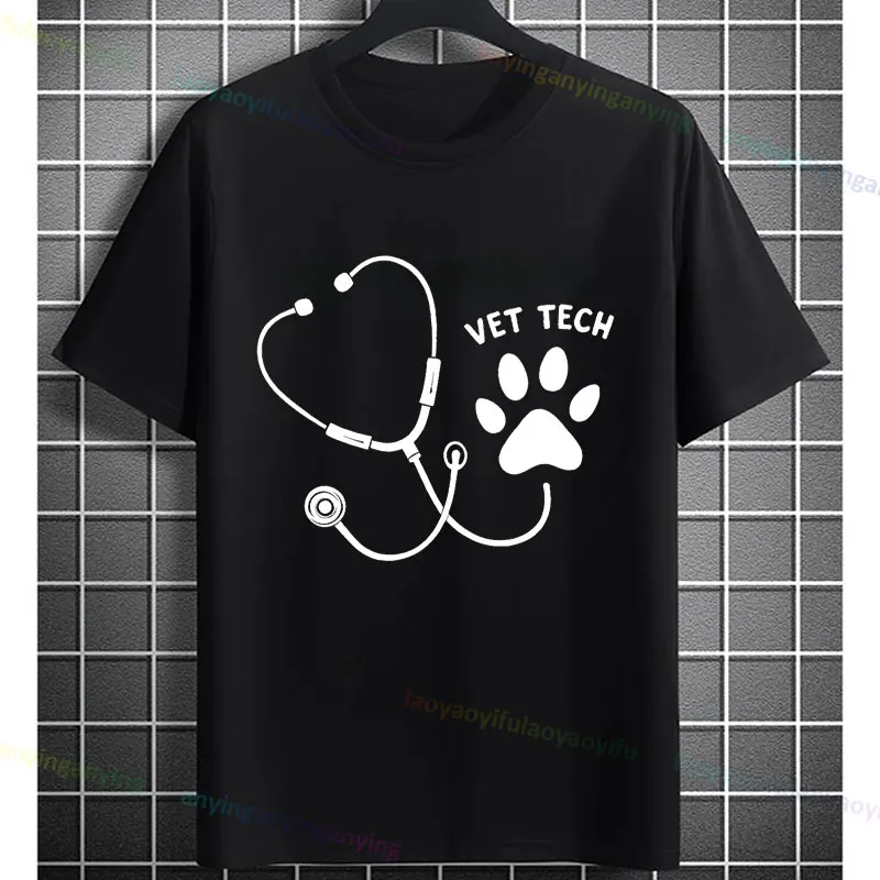 Men's Veterinary Medicine Vet-Themed Graphic T-Shirt 100% Cotton Short Sleeve Round Neck Casual Tshirt Perfect for Animal Lovers