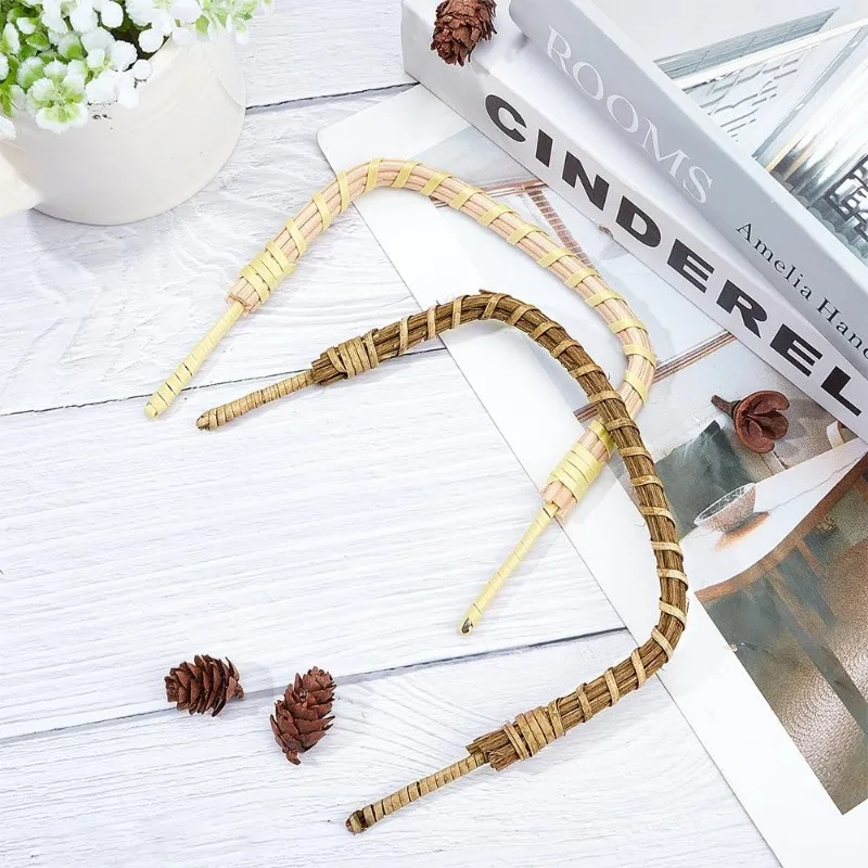 지갑 제작용 라탄 우븐 백 핸들, 핸드메이드 비치 가방용 교체 핸드백, 2 가지 색상, 4 개