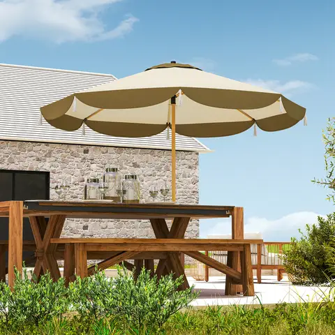 9ft Patio Umbrella, Upf 50+ Outdoor Umbrella, Cream White