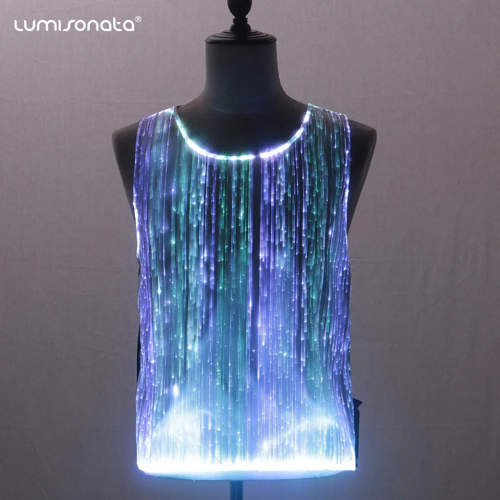 

LED Luminous Shirt Vest Top Men Nightclub Party DJ Rave Outfit Hip Hop Dance Clothes Carnival Stage Show Costume 2024 Fancy