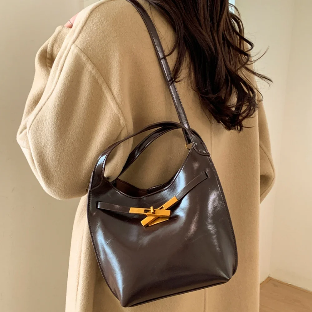 

Женская сумка через плечо, элегантная сумка-кроссбоди, сумка на одно плечо, простая ретро-сумка-ведро для поездок на работу, покупок и повседневного использования