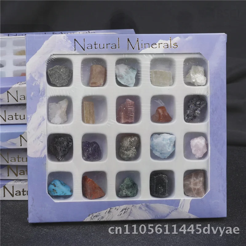 

20 kinds of mineral raw stone specimen boxed crystal agate ore head natural crystal