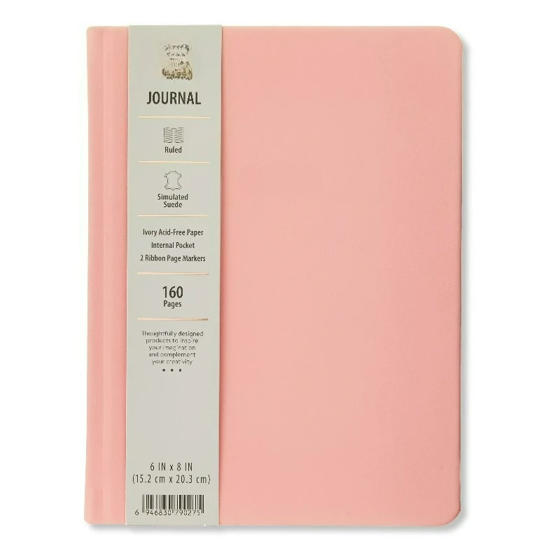 

Блокнот из искусственной замши, персиковый оттенок, 6 x 8 дюймов, 160 линованных страниц