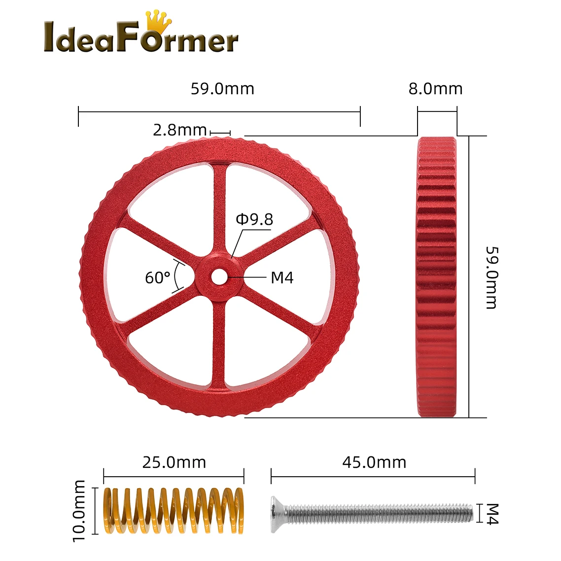 Creality Ender 3 Springs Upgrade Kit,Hot Bed Leveling Kit for Ender 3/5 Pro/Ender 5/5 Plus CR-20 3D Printer Twist Leveling Nut