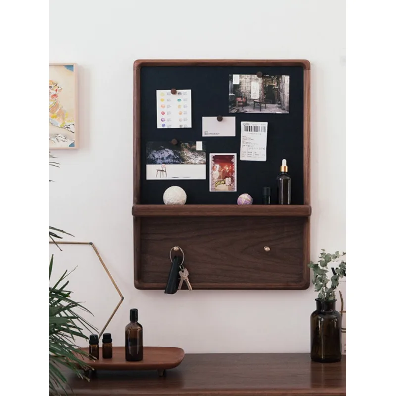 Blackboard, Walnut Wood Multifunctional Shelf Message Board
