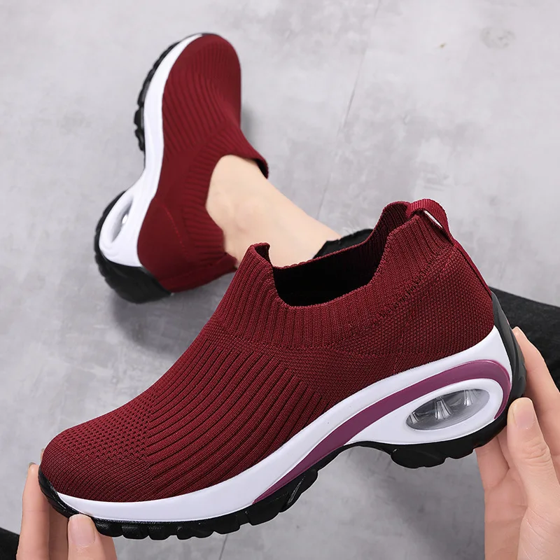 Scarpe da donna di nuova moda calzini con fondo spesso scarpe scarpe da ballo tacchi alti Casual traspiranti scarpe da ginnastica con tessitura