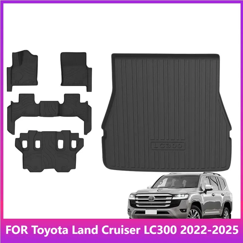 

Car Floor Mats For Toyota Land Cruiser LC300 7seat 2022-2025 TPE 3D Cargo Liner Trunk Pad Carpet Protection Accessories